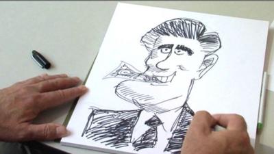 Cartoon drawing of Romney