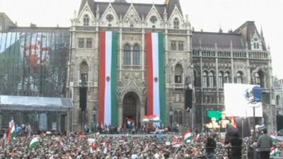 Demonstrators in Budapest