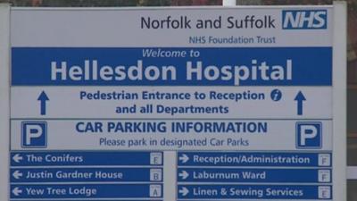 Sign for Hellesdon Hospital