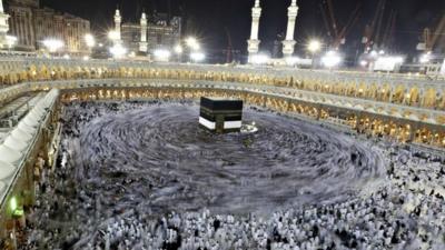 Muslim pilgrims circle the Kaaba and pray at the Grand mosque during the annual Hajj pilgrimage in the holy city of Mecca