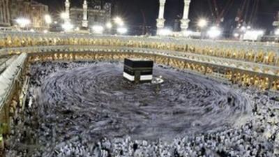 Muslim pilgrims circle the Kaaba and pray at the Grand mosque during the annual Haj pilgrimage in the holy city of Mecca