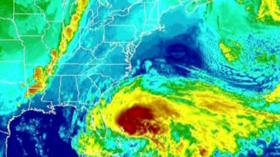 Satellite image showing Hurricane Sandy