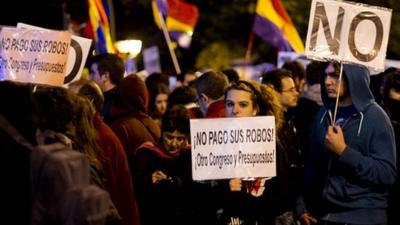 Demonstrators in Madrid in Spain