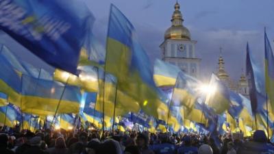 Party of Regions supporters with flags