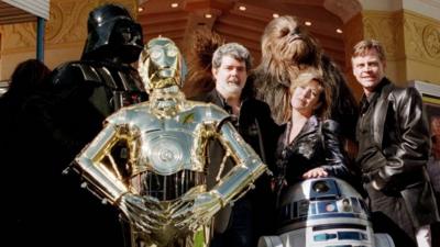 George Lucas and cast of Star Wars