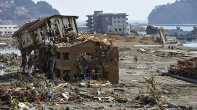 Wreckage of houses