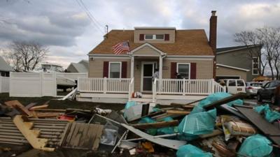 House and rubble