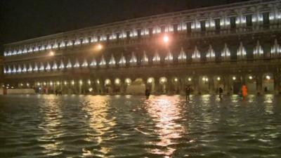 San Marco Square flooded in Venice, Italy