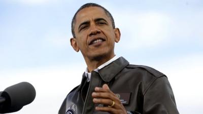 President Barack Obama at a campaign event in Wisconsin