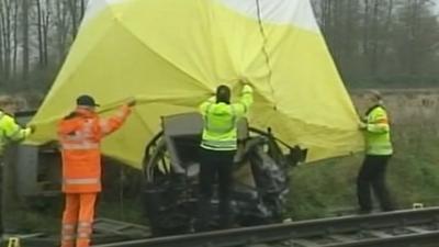 The car parked on the tracks that caused the 2004 crash in which seven people died