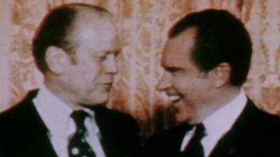 Nixon and Ford speaking with each other