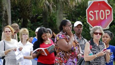 People in line to vote