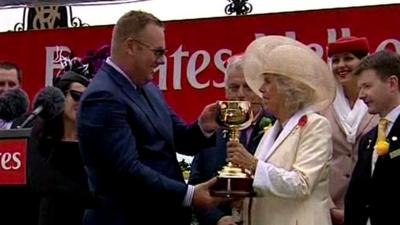 Duchess of Cornwall presenting trophy