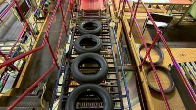 Tyres in a factory