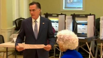 Mitt Romney in polling station