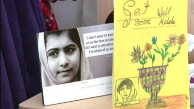 Malala Yousafzai's photo and a wellwisher's card