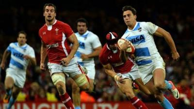 Argentina's wing Juan Imhoff in action during the Autumn International match between Wales and Argentina at the Millennium Stadium in Cardiff