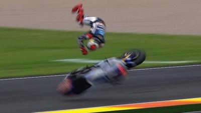 Leader Jorge Lorenzo crashes out in Valencia