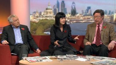 Andrew Marr reviews the Sunday papers with Jonathan Dimbleby, Catherine Mayer and Sir Max Hastings