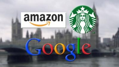 The Amazon, Starbucks and Google corporate logos
