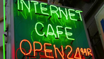 Internet cafe sign