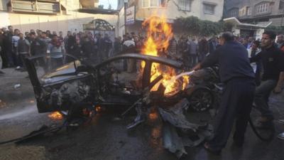 Fire after Israeli air strike