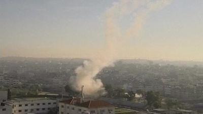 Vapour trail from rocket in Gaza