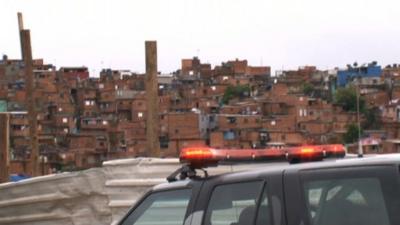 Police car on the streets of Sao Paulo