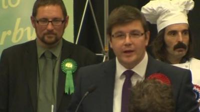 Labour's Andy Sawford giving victory speech