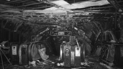 Photo dated 18/11/87 of escalators inside King"s Cross Underground Station after a devastating fire