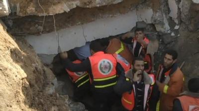 Rescue workers in Gaza