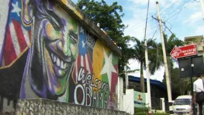 Graffiti of President Obama on a wall in Rangoon, Burma