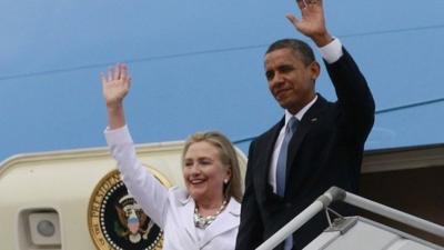 US President Barack Obama and Secretary of State Hillary Clinton