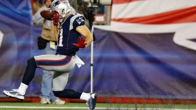 Julian Edelman scores a touchdown for the New England Patriots