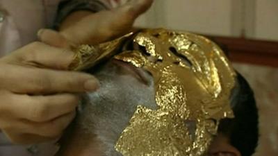 Gold leaf facial treatment