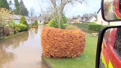 Flood water in Comrie