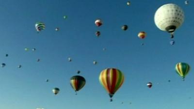 Hot air balloons in the sky