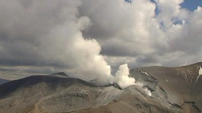 Mount Tongariro on the North Island burst into life sending volcanic ash spewing high into the sky