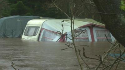 Flooded caravan