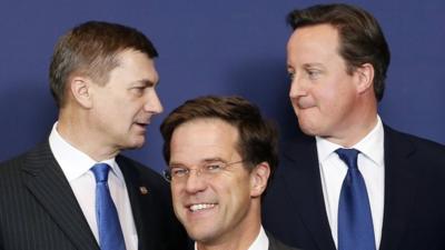 Andrus Ansipm, David Cameron, Mark Rutte