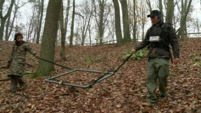 Magdalena and Lukasz searching for meteorites