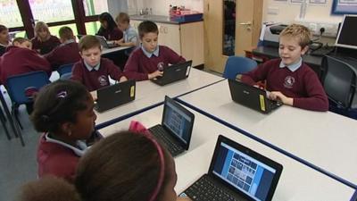 Pupils in a new Peterborough school