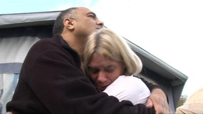 Asa and Gwen Pryke hugging