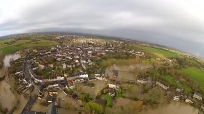 Aerial view of Malmesbury on 25 November 2012