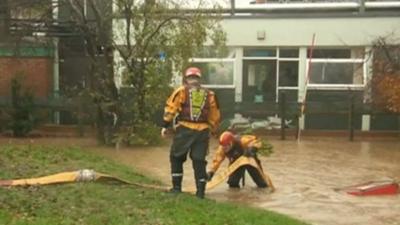 Firefighters at hospital