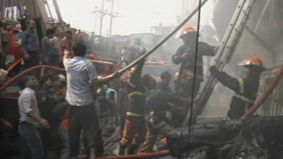 Fire at a clothing factory in Dhaka