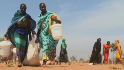 Women in a refugee camp