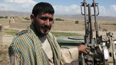 An Afghan fighter in Takhar province, Afghanistan