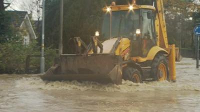 A JCB digger in St Asaph