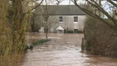 House in Somerset isolated by the floods